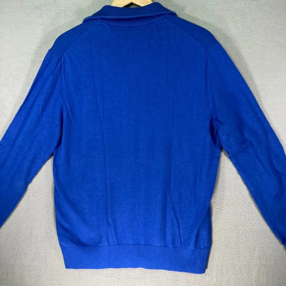 Banana Republic‎ Men L Royal Blue Snap Mock Neck Sweater 70 Cotton Nylon Silk